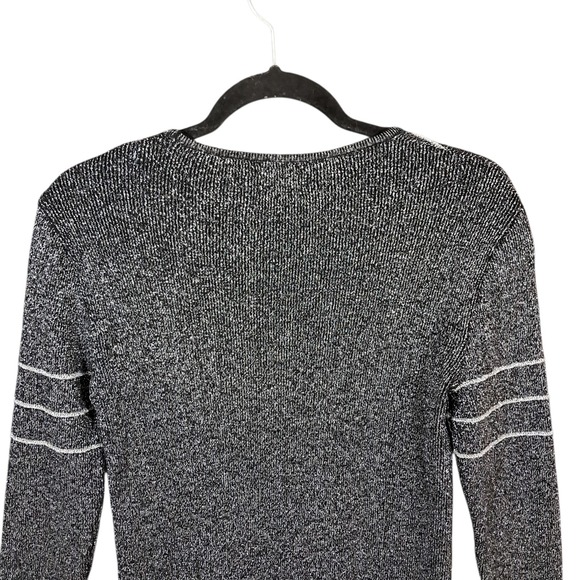 Vtg 50s Macys Associates‎ Wool Pullover Sweater Metallic Italy Large Black - Picture 6 of 11